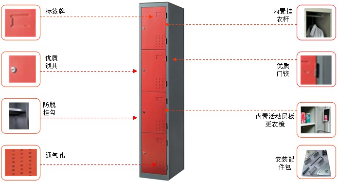 钢制四门更衣柜